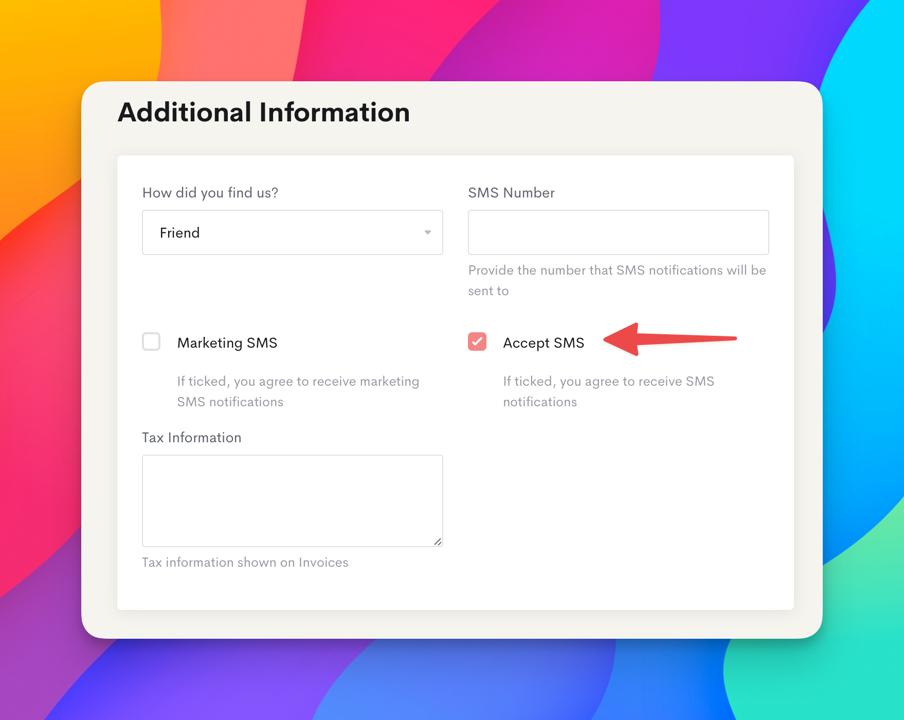 SMS Notification Setting