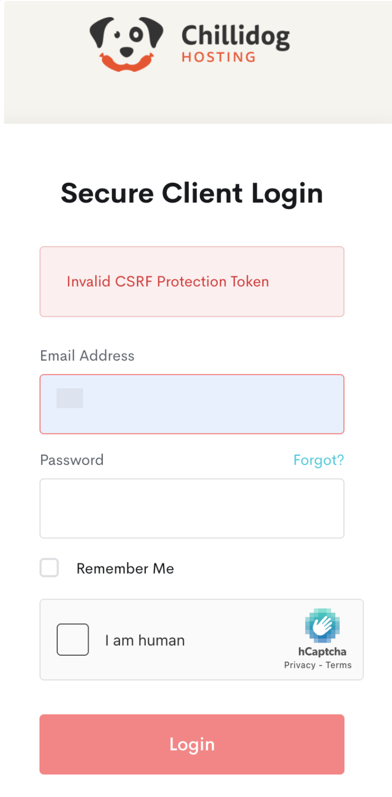 Invalid CSRF Token Error