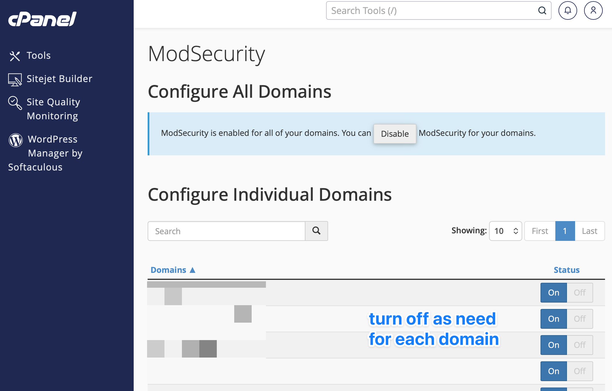 ModSecurity Control Panel
